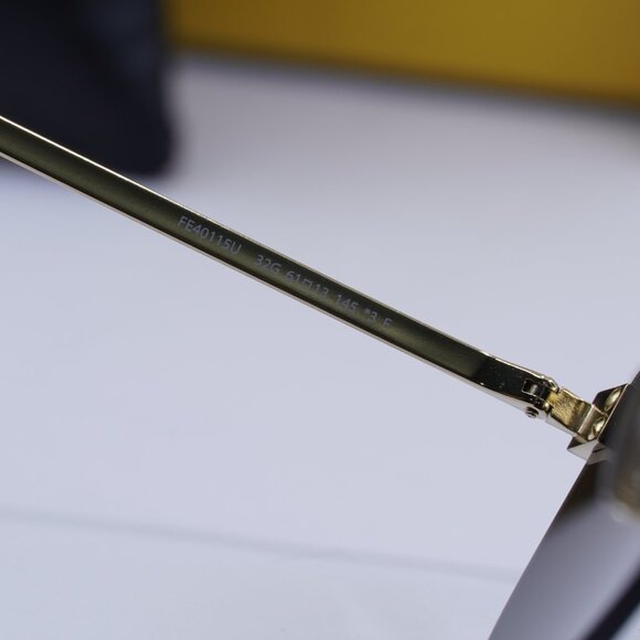 Fendi FE40115U 32G Aviator Sunglasses - Gold/Brown with FF Pattern Mirror - Picture 7 of 9
